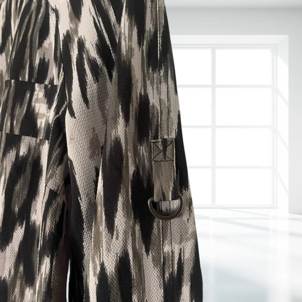 Rock & Republic Edgy Rocker Zipper Tunic Shirt M Black White Abstract Print - Picture 4 of 12